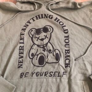 BE YOURSELF Positive Affirmation Green Graphic Hoodie Sweater